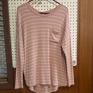 a new day Blush Striped Long Sleeve Sweater